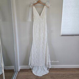 Lulus White Lace Tie Strap Mermaid Maxi Dress Size XS New With Tags MSRP $168
